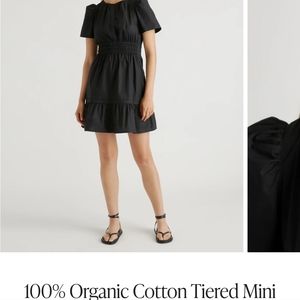 Quince Organic Tiered Mini Black Dress